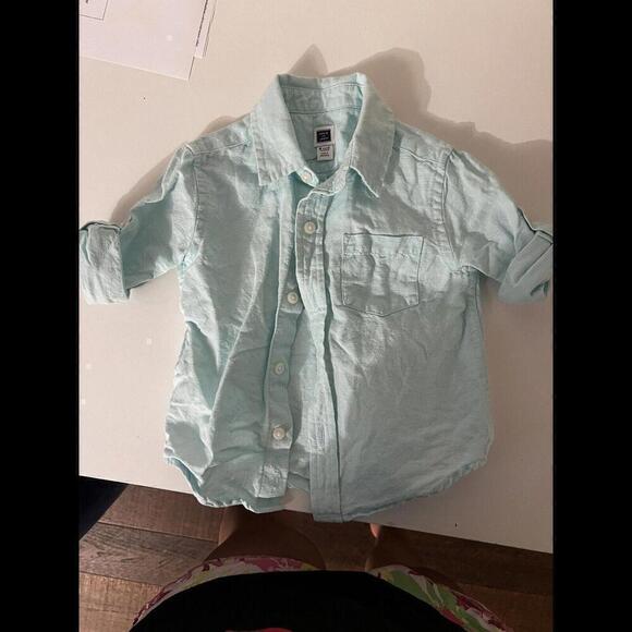 Janie and Jack Boys Blue Long Sleeve Button-Down Shirt - Picture 1 of 5